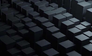 Wall Mural - 3d image of a dark toned background of a series of cubic solids 3d wallpaper wallpaper background ab