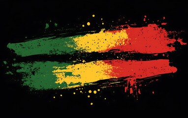 Aufkleber - Abstract paint strokes, color palette, Rastafarian flag