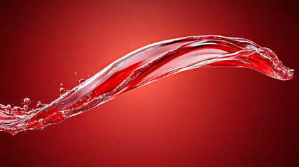 Poster - Dynamic Flow of Red Liquid with Splashing Effect on a Vivid Red Background