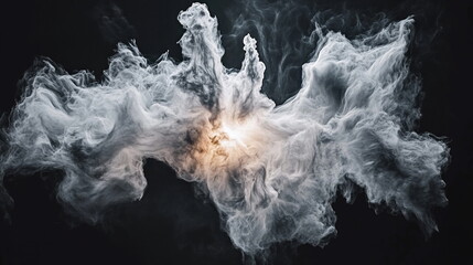 Poster - Abstract smoke art with ethereal swirls and luminous highlights on a dramatic dark background