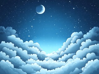 Wall Mural - Night sky view above clouds.  Possible use  Background for a dream or fantasy theme