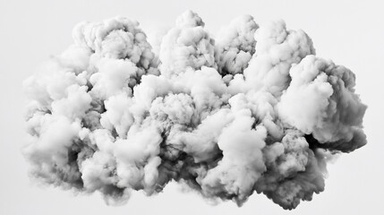 Poster - Dense White Cloud with Soft Edges and Varied Textures Floating Against a Light Background