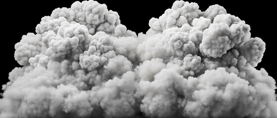 Poster - Lush White Smoke Clouds on a Black Background Creating a Dramatic Atmospheric Effect for Visual Projects