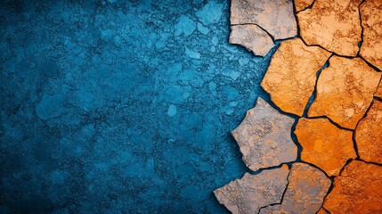 Aufkleber - Abstract Textured Background Blue Orange Cracked Plaster Wall Design