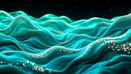 Wall Mural - Luminescent Turquoise Waves, A Mesmerizing Digital Abstract Background