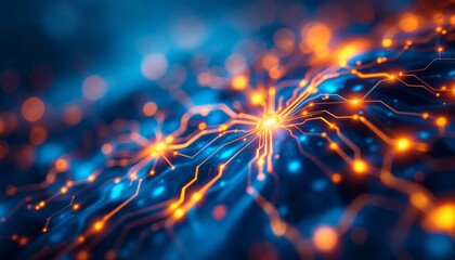 Wall Mural - luminous circuitry a network of glowing connections and energy flow