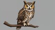 © ryandi - Illustrated great horned owl perched on a brown branch