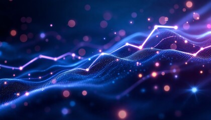 Wall Mural - luminous graph ascending across a textured digital landscape