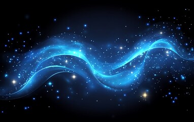 Wall Mural - Abstract blue light waves in dark space. Possible use Background design