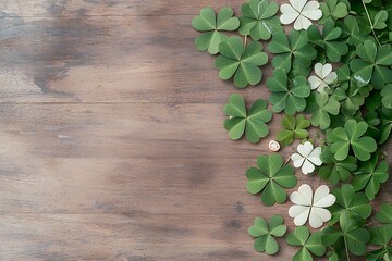 Wall Mural - Celebrate st. Patrick's day with lucky clover decor rustic home nature cozy atmosphere