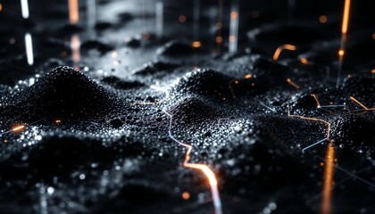 Wall Mural - mystical terrain network connecting points of energy and data flow