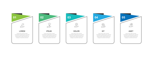 Wall Mural - 5 step column infographic template with icons suitable for business information and web presentation