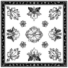 Canvas Print - Ornate floral design square pattern for textile print