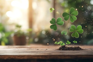 Wall Mural - Lively shamrocks as nature's beauty celebrate st. Patrick's day in your indoor garden