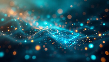 Wall Mural - quantum computing landscape a symphony of data and luminescence