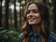 © Jzef - Smiling Young Woman in Nature Close-Up Portrait with Serene Expression and Expressive Eyes