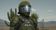 © ryandi - Cactus police officer stands guard in a surreal desert scene