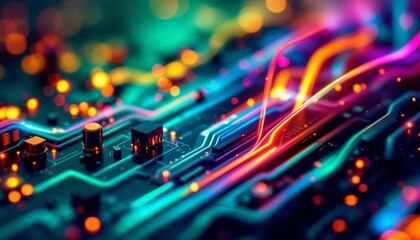 Wall Mural - vibrant digital circuitry unleashing technological potential and connectivity