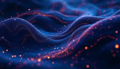 Wall Mural - wavy data flow, a futuristic visualization of interconnected digital networks