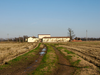 Wall Mural - Rural landscape near Gaggiano, Milan, Italy, at winter