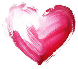 Wall Mural - png a red-pink heart painted with brush strokes illustration painting colors.