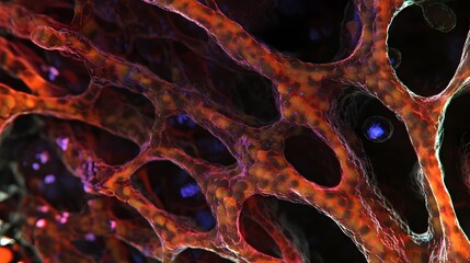 Aufkleber - Captivating abstract cellular texture with vibrant kaleidoscopic patterns showcasing the intricate beauty and complexity of the microscopic world