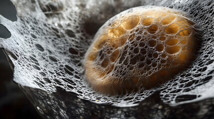 Closeup view of an intricately woven spider web showcasing the delicate patterns textures and intricate design created by nature