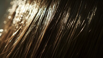 Aufkleber - Closeup view of stunning silky and voluminous hair strands with a mesmerizing texture highlighted by soft natural lighting that creates a sophisticated elegant and timeless aesthetic