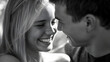 © Prasong Takham - Heartwarming embrace of a loving couple outdoors surrounded by natural sunlight and soft focus  Their genuine expressions of happiness and affection create a captivating and touching moment