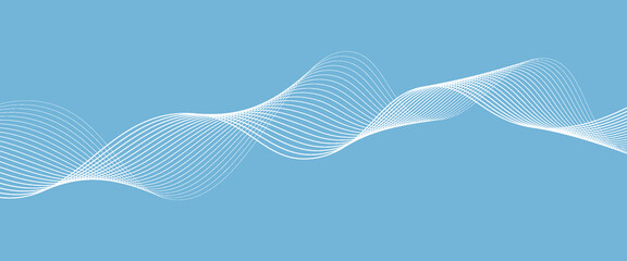Wall Mural - abstract blue smooth wave on a white background. dynamic sound wave. design element. vector illustra