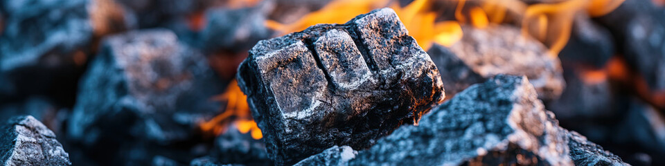 Wall Mural - Gray Rock with Indentations Amidst Embers