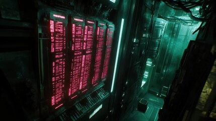 Close-up of glowing binary circuits in a quantum programming.realm