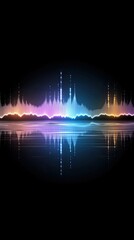 Wall Mural - abstract representation of a sound wave showcases colorful spectrum patterns in red and purple again