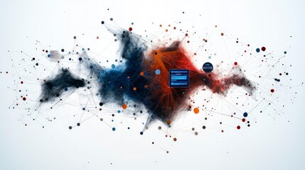 Wall Mural - Abstract Colorful Explosion with Particles on White Background