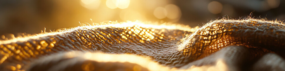 Close-up of Knitted Fabric in Sunlight