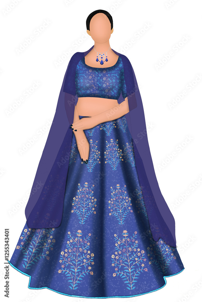 blue engagement dress indian Engagement Lehengas Online main image 1