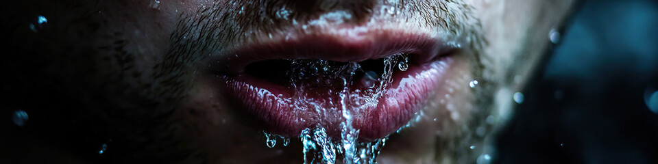 Wall Mural - Close-up Photograph of Man Drinking Water