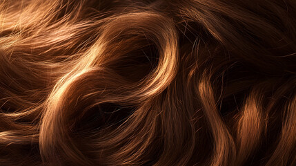 Leinwandbilder - Vibrant curly hair texture with flowing spiral patterns and warm auburn orange tones creating an dynamic feminine background or design element
