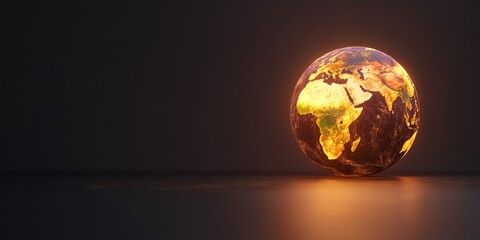 Aufkleber - Illuminated Earth Archaic Energy Sphere Rustic Lighting Sculpture for Global Connection in Sustainable Design and Eco-Friendly Home Decor, Uniting Aesthetic Trends with Green Innovation