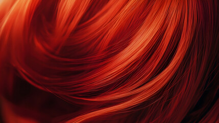 Poster - Vibrant Red Curly Hair Flowing in Motion Abstract Background for Editorial Fashion or Beauty Concept