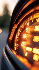 Poster - Dynamic Speedometer Dashboard High-Velocity Glow in Motion Blur for Transportation Safety and Risk Awareness - Tech-Driven Visuals in Automotive Marketing
