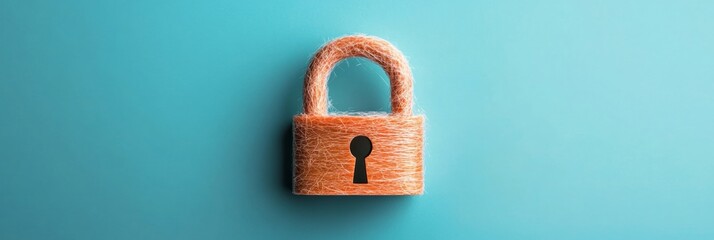 Aufkleber - Contemporary Cybersecurity Visualization Futuristic Floating Padlock with Network Nodes and Connection Lines - Advanced Digital Security Solutions for Business Defense