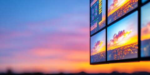 Aufkleber - Gradient Horizon Modern Cybersecurity Displays with Real-Time Dashboards and Interfaces - Digital Defense Strategies for Network Integrity in Tech-Driven Business Operations