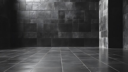 dark stone room, tile floor, light, background