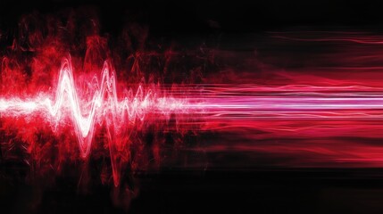 Poster - Abstract red energy waveform transforming into dynamic light streaks