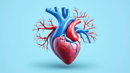 Wall Mural - Exploring heart anatomy interconnected arteries and veins illustrated in flat design medical science educational graphic detailed view anatomy concept