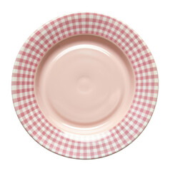 Canvas Print - PNG Cottagecore pink plate dinnerware porcelain checkered.