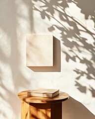 Leinwandbilder - Minimalist Tablet Stand on Textured Surface Sleek Modern Design for Tech-Savvy Professional Spaces and Streamlined Digital Workflows