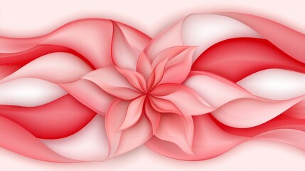 Canvas Print - Abstract Red Flower With Flowing Lines Design On Soft White Background Graphic Element