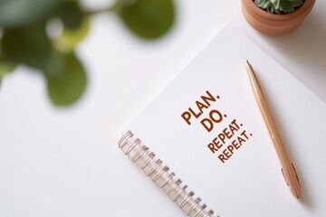 Poster - Minimalist Typography Notebook Sleek Design and Affirmations on White - Enhanced Productivity for Business Strategy and Personal Organization in Modern Workspaces